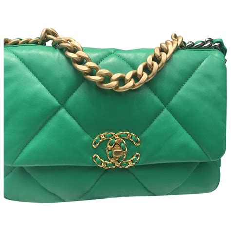 chanel purses green color|Chanel green tote.